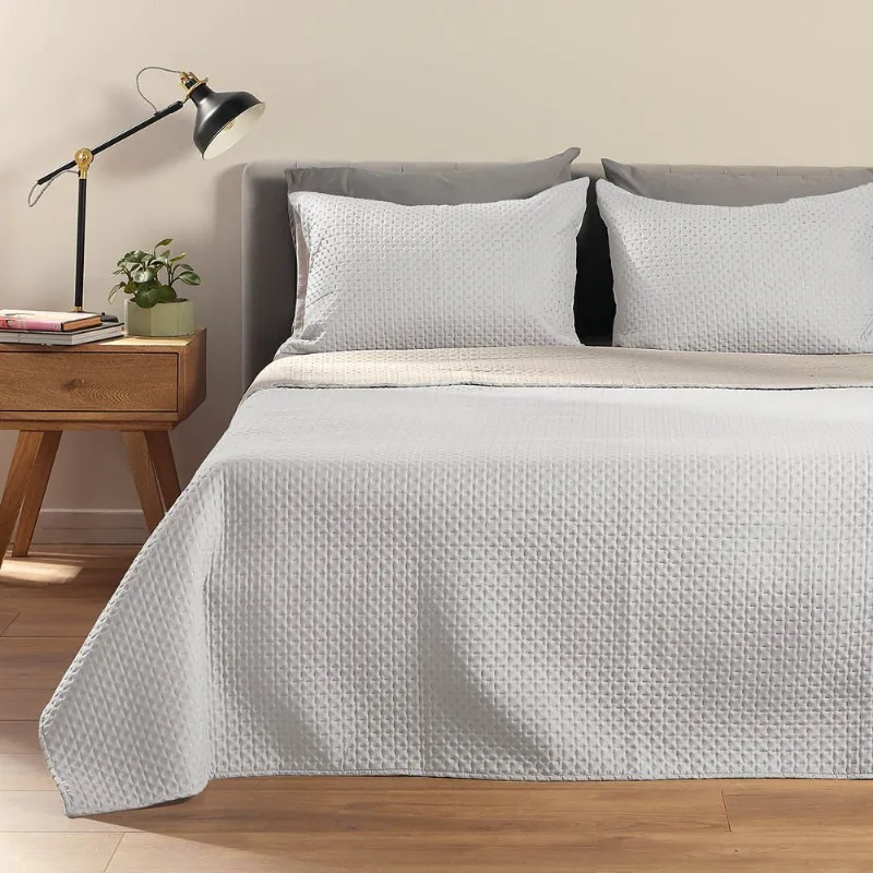 Quilt Doble Faz Microfibra Blanco - Arena King