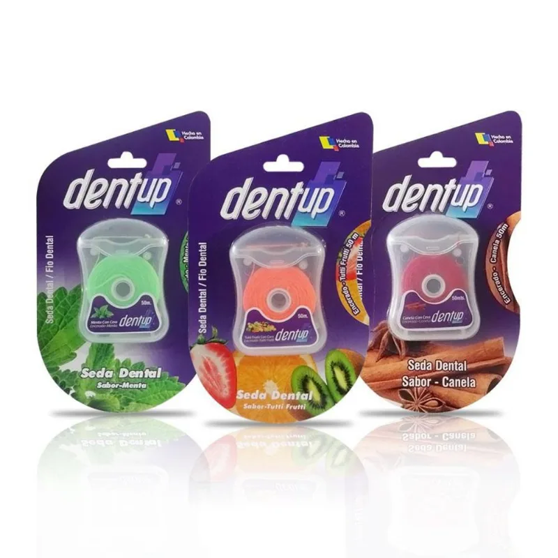 Kit 3 Uni. Fio Dental Dentup 50m Menta Canela E Tutti Frutti