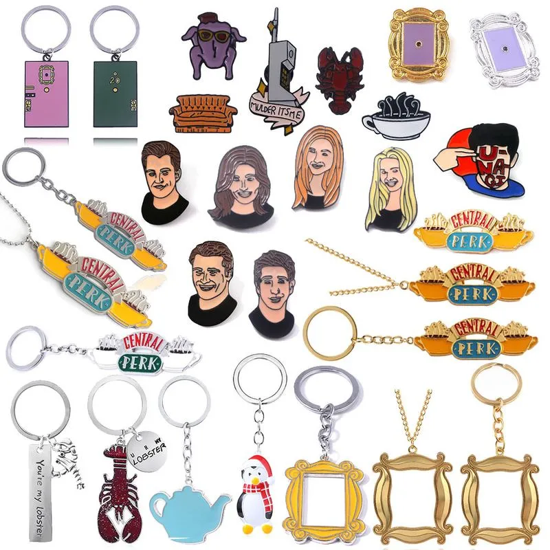 Conjunto De Acessórios: Chaveiro, Colar E Alfinete Da Série De Tv Friends