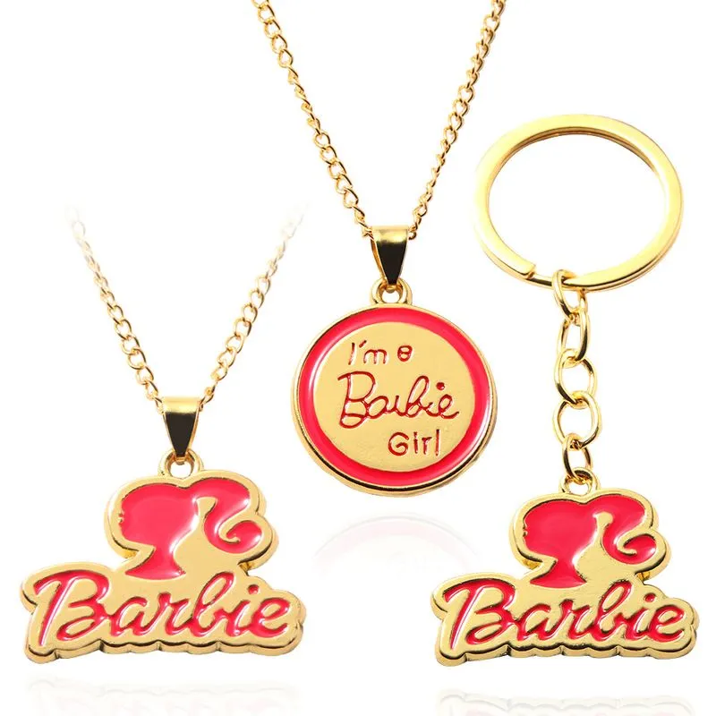 Colar De Chaveiro Barbie Com Pingente De Letra Rosa