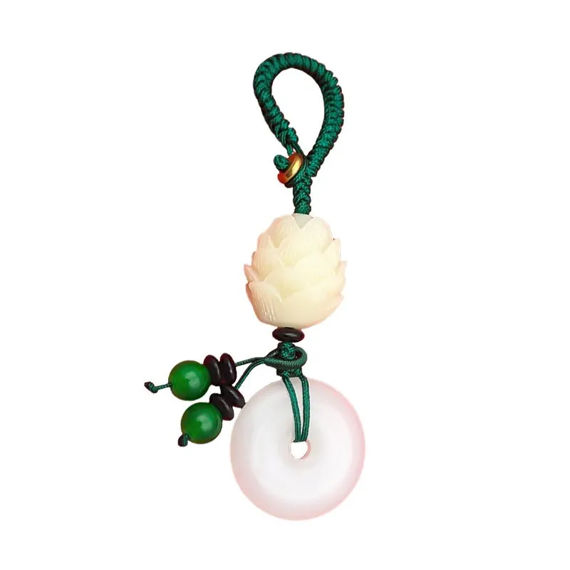 Pingente De Chaveiro Creative White Jade Lotus Peace Disc