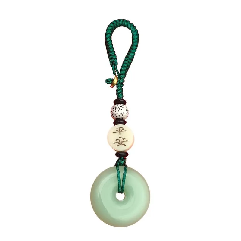 Pingente De Chaveiro Jade Lotus Peace Feng Shui Em Estilo Antigo