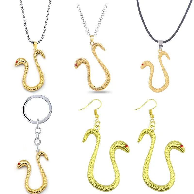 Conjunto De Joias: Chaveiro, Colar E Brincos Em Forma De Cobra
