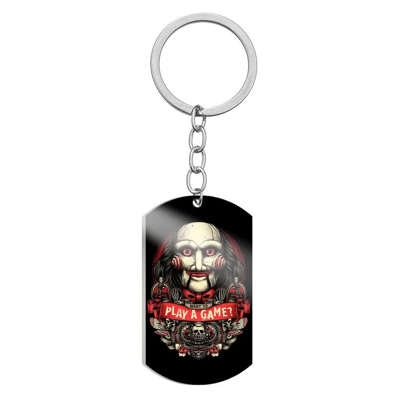 Chaveiro Chaveiro Halloween Spooky Doll Dog Tag Em Aço Inoxidável