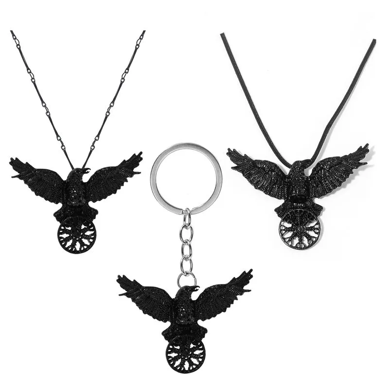 Colar E Chaveiro, Chaveiro, Pingente Viking Black Raven