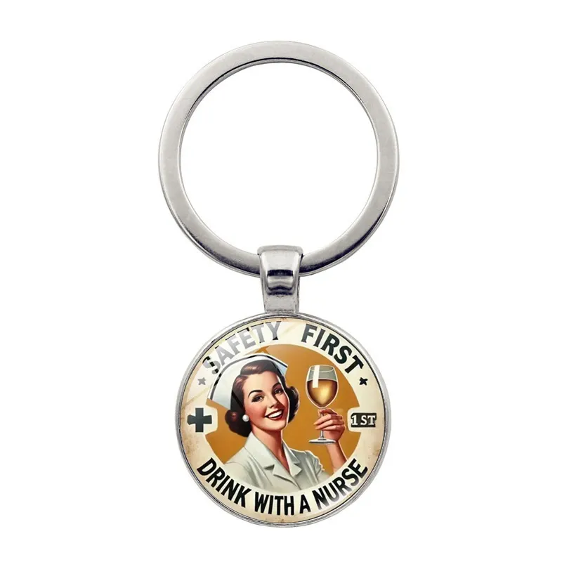 Conjunto De Chaveiros E Pingentes Vintage Nurse Theme Time Gem
