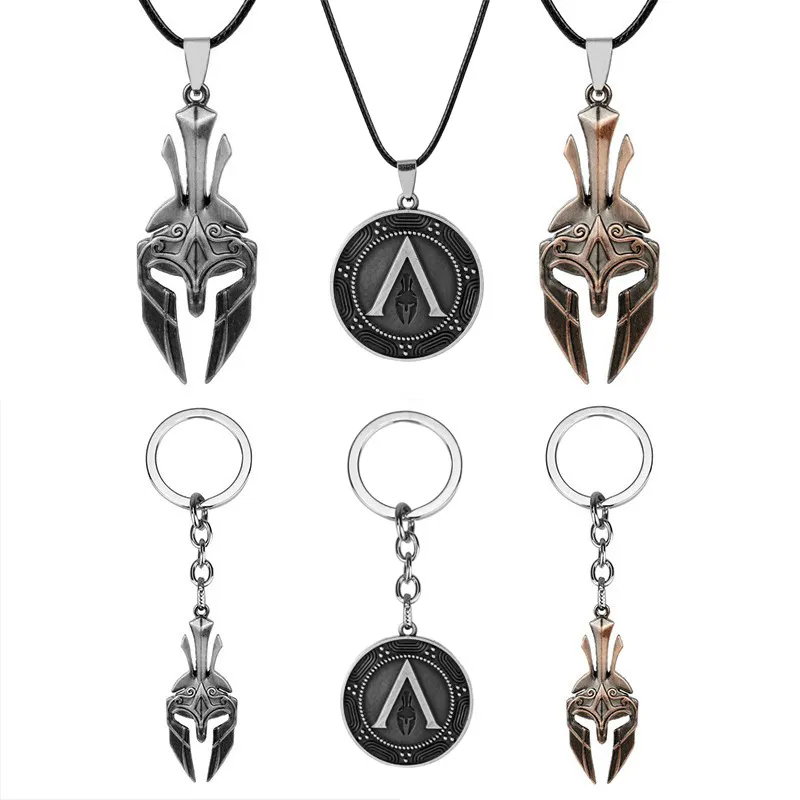 Conjunto De Chaveiros E Colares Spartan Warrior Helmet Assassin's Creed