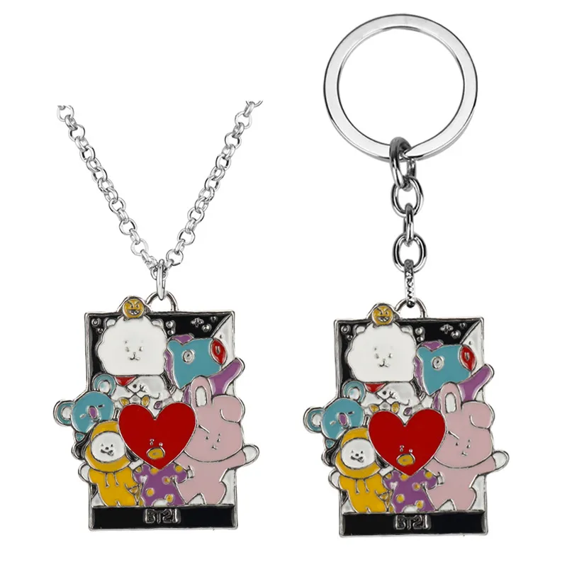 Conjunto De Chaveiros Bts Cute Cartoon Chaveiro E Colar Para Fãs