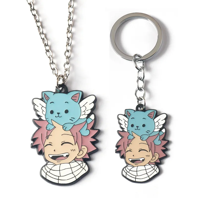 Conjunto De Chaveiros E Colares Fairy Tail Natsu &amp; Happy Fans