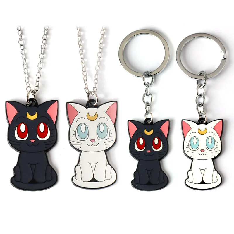Conjunto De Chaveiros E Colares Sailor Moon Artemis And Luna