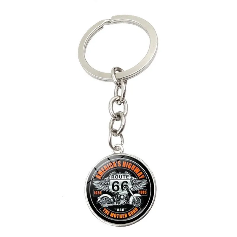 Chaveiro Route 66 Com Pingente De Design Clássico De Motocicleta
