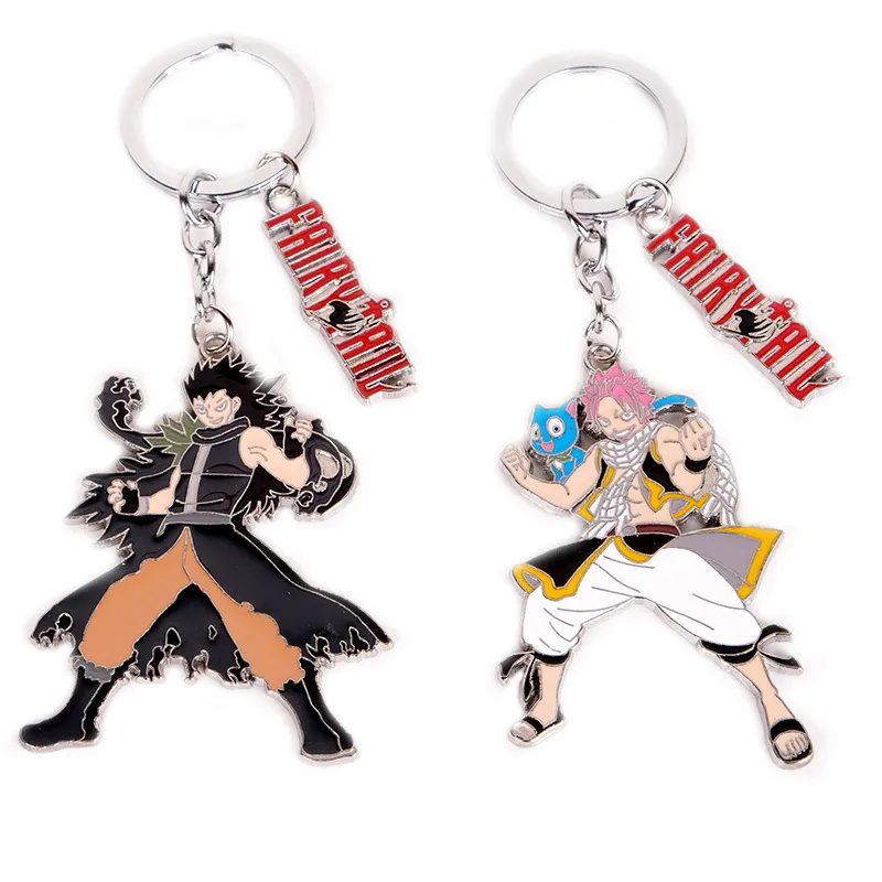 Conjunto De Chaveiros Fairy Tail Natsu E Chaveiro De Anime Cinza