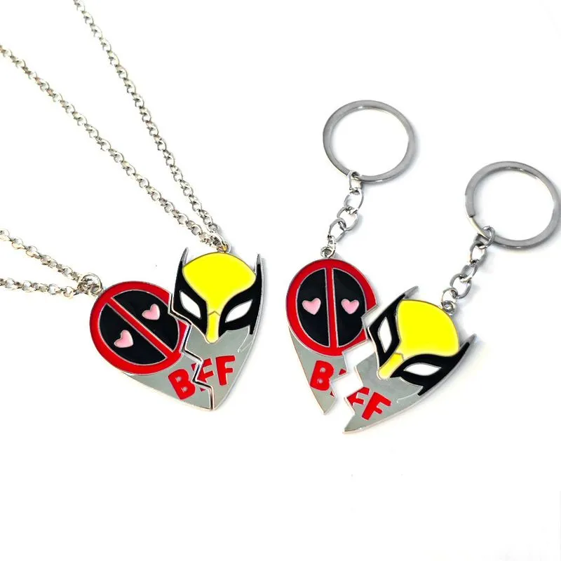 Conjunto De Chaveiros E Colares Avengers Deadpool Wolverine Bff