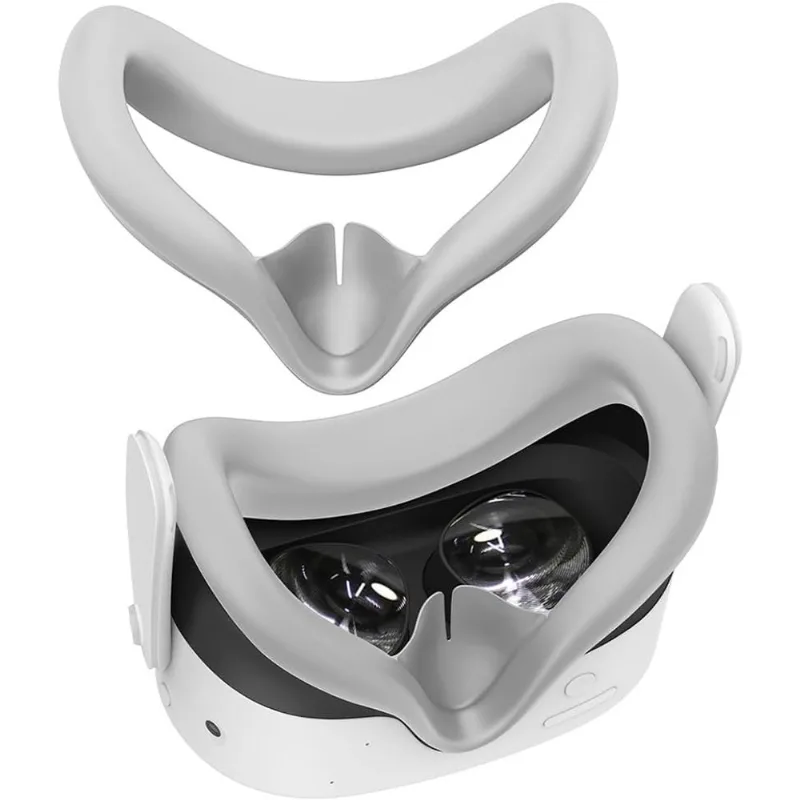Capa Facial De Silicone Vr Para Quest 3s Cinza Branco