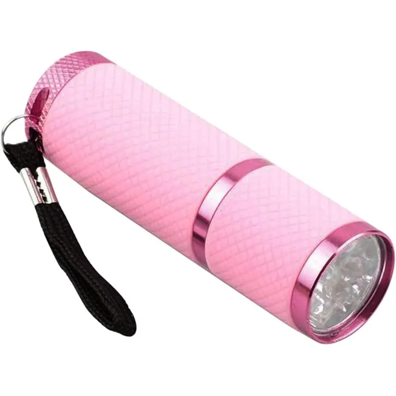 Lanterna Torch Mini 9 Led Rosa Revestida De Borracha