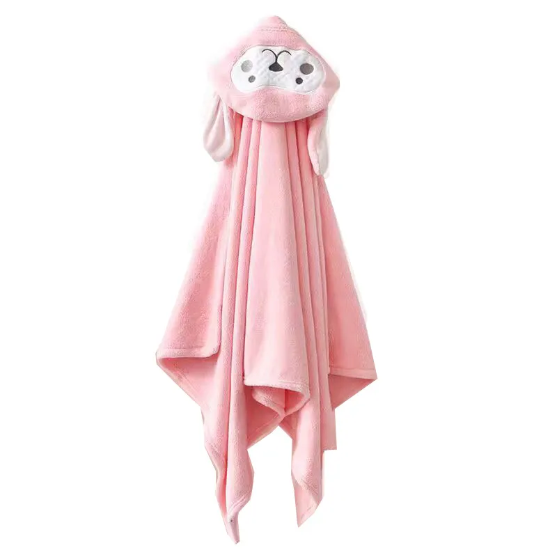 Roupão De Banho Infantil Com Capuz De Lã Coral, Capa De Toalha Bunny Design