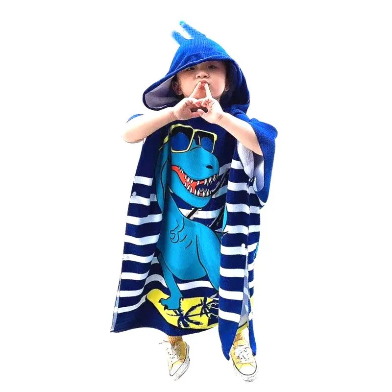 Poncho De Toalha Infantil Com Capuz De Dinossauro Para Praia E Hora Do Banho