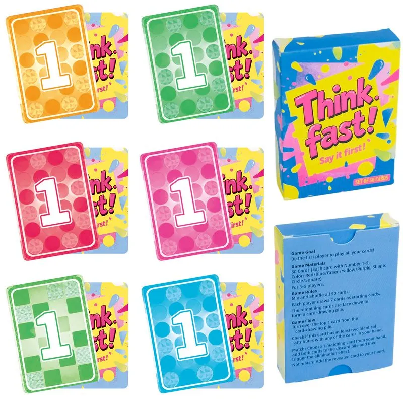 Jogo De Cartas Party Card Game Think Fast, Conjunto De 50 Cartas De Pensamento Rápido