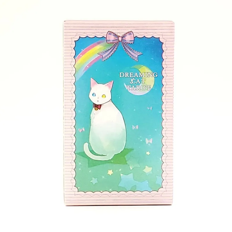 Conjunto De Cartas De Adivinhação Fofas Do Baralho De Tarô Dreaming Cat Rosa