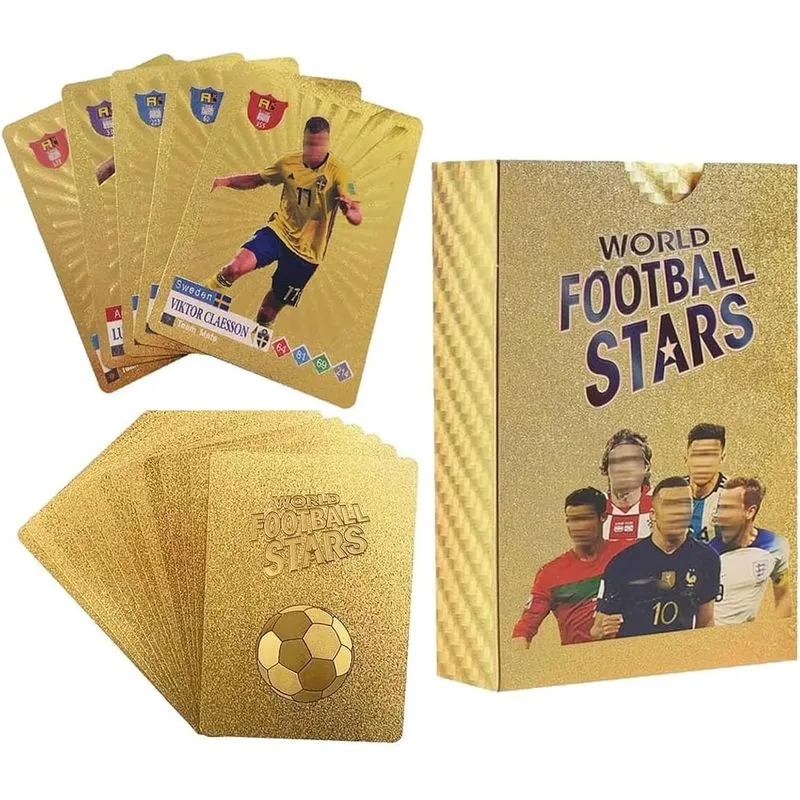 Cartões De Futebol Colecionáveis World Football Stars Gold Foil