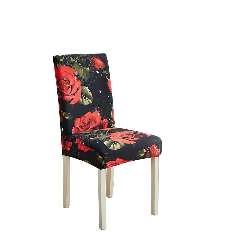 Protetor De Capas De Cadeira Vermelho Floral Para Cadeira De Jantar