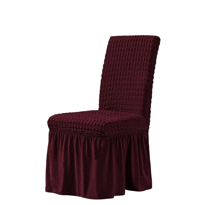 Capas De Cadeira De Poliéster Cor De Vinho Com Babados Elegantes (2 Peças)