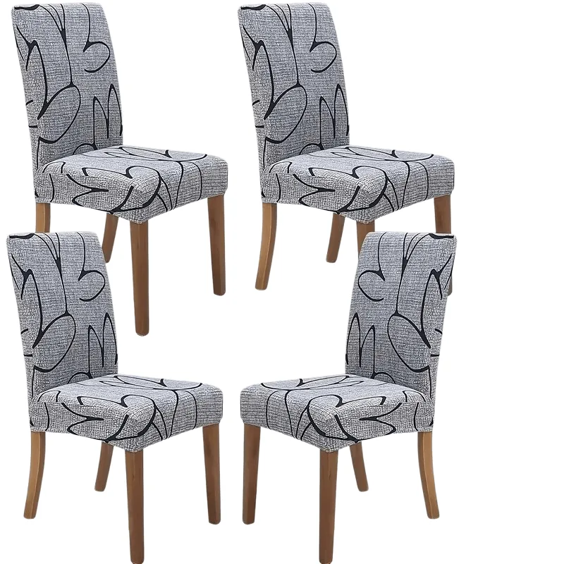 Capas De Cadeira Com Design Floral Em Poliéster Cinza (4 Peças)