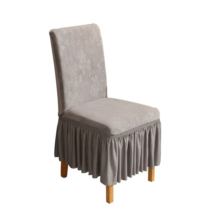 Capas Para Cadeiras De Jantar, Veludo De Cristal, Antiderrapantes, Cinza Claro
