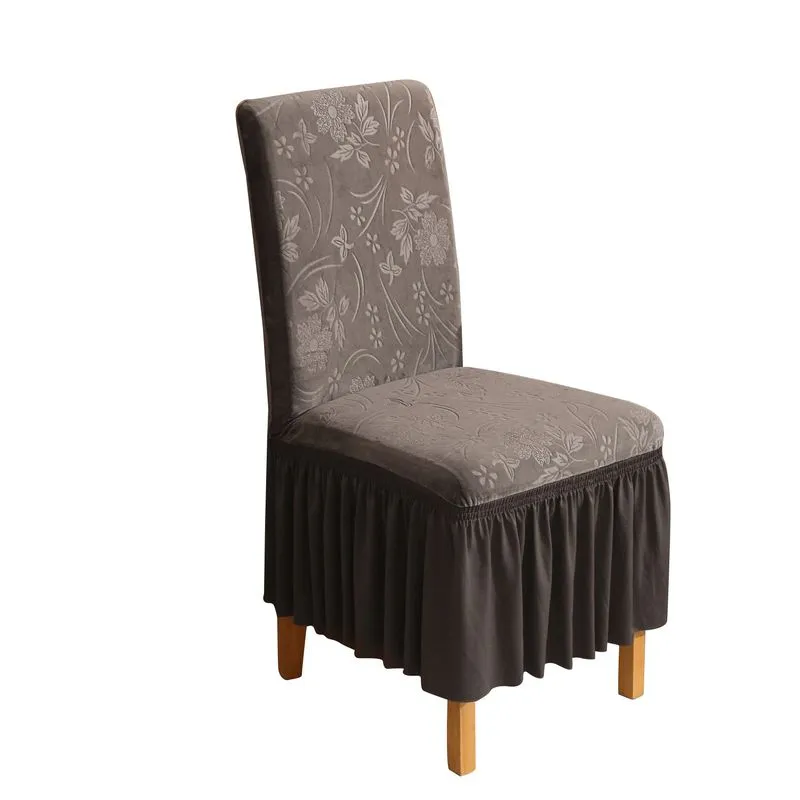 Protetor De Capas De Cadeira Crystal Velvet Jacquard Cinza Escuro