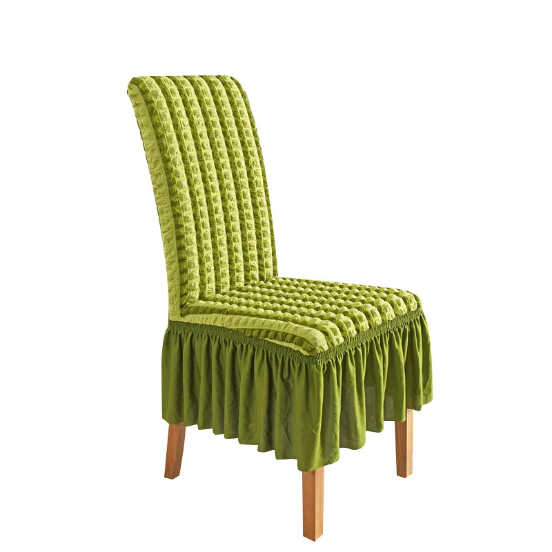 Capas De Cadeira: Saia De Bolha De Luxo, Elástica, Verde, Conjunto De 2