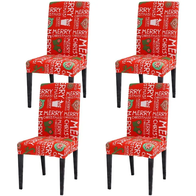 Protetor De Capas De Cadeira De Natal Com Cobertura Total Em Vermelho E Branco