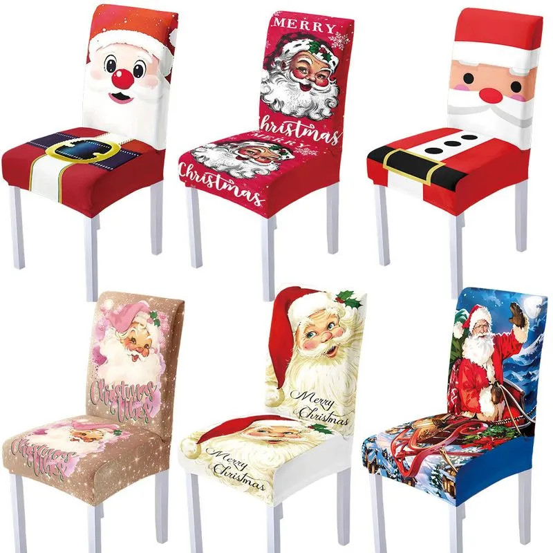 Conjunto De Capas De Cadeira Merry Christmas Papai Noel Design X6