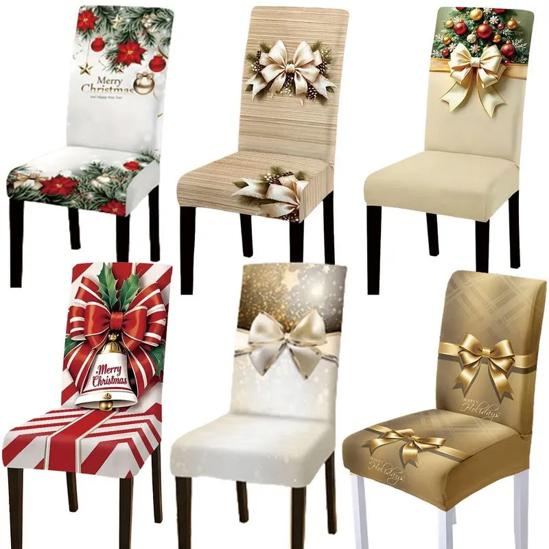 Conjunto Impresso De Natal Com 6 Capas De Cadeira De Poliéster