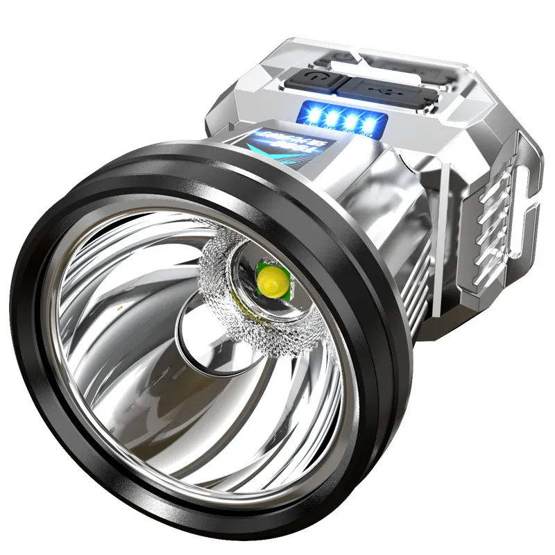 Farol Led Recarregável 1200mah, Bateria 13x8x7cm, Prata