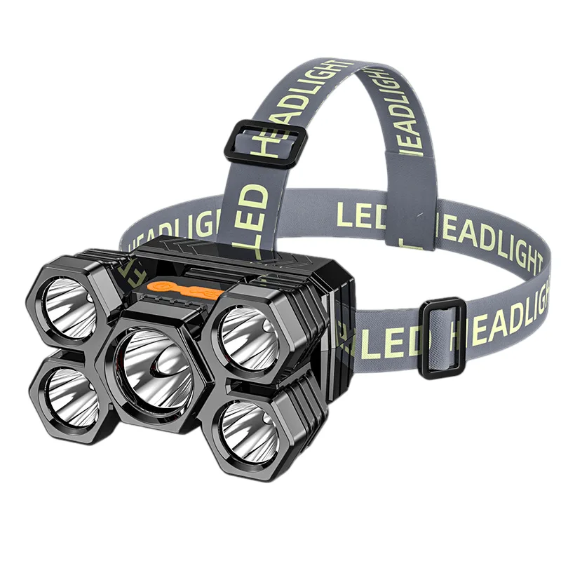 Farol Usb Recarregável De 5 Leds Com Carregamento De Alta Intensidade