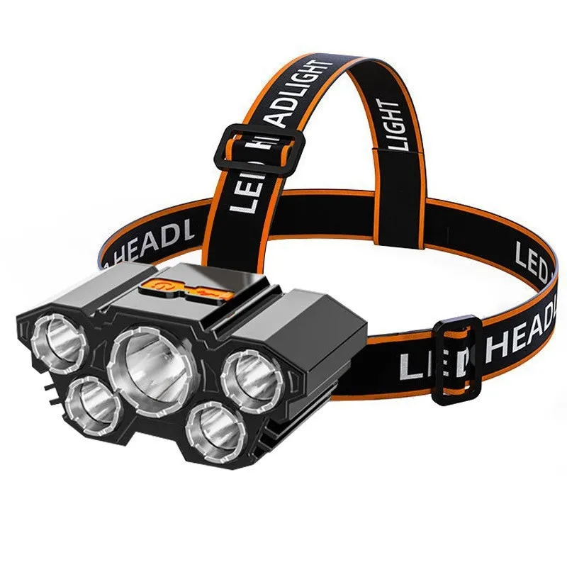 Farol De Carregamento Usb Recarregável De 5 Leds Preto