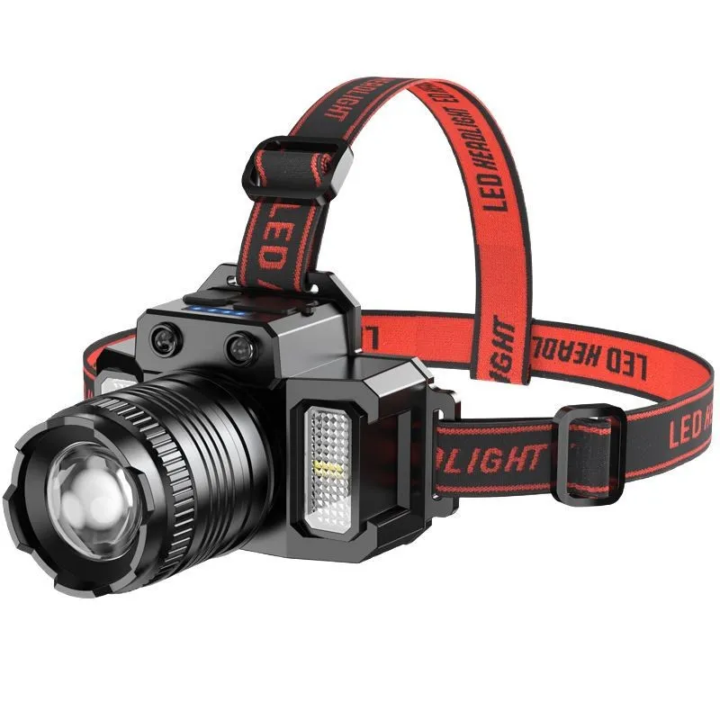 Farol T51 Led Recarregável De 10000 Lúmens Com Sensor De Movimento