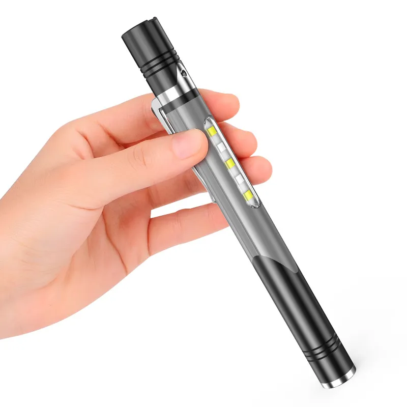 Pen Light Mini Led Usb Charging 3 Modos Abs Cinza 14,7 Cm
