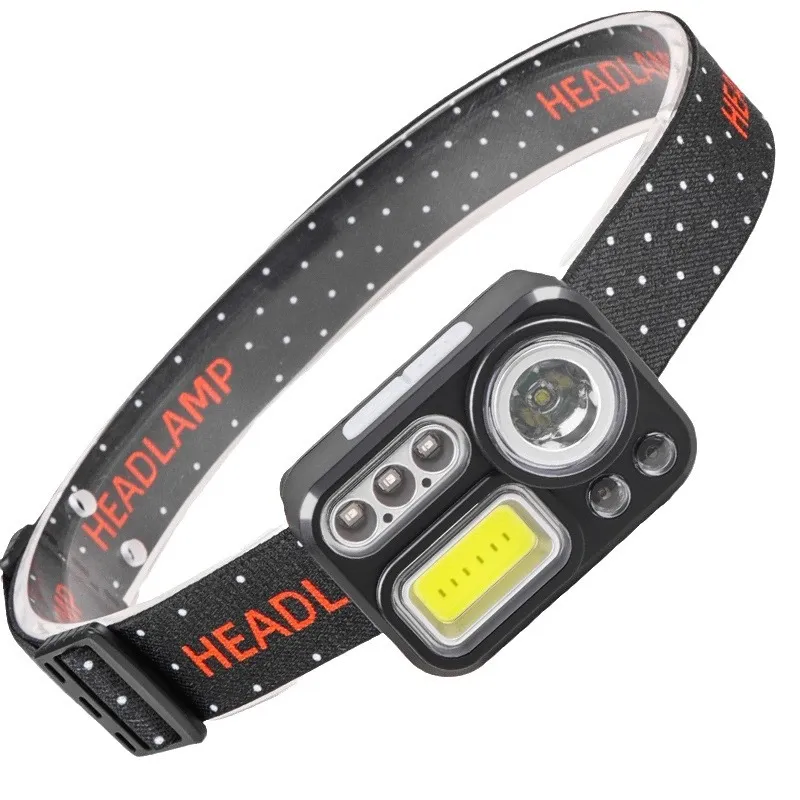 Farol Xpe+cob Led Recarregável Com Sensor De Movimento À Prova D'água