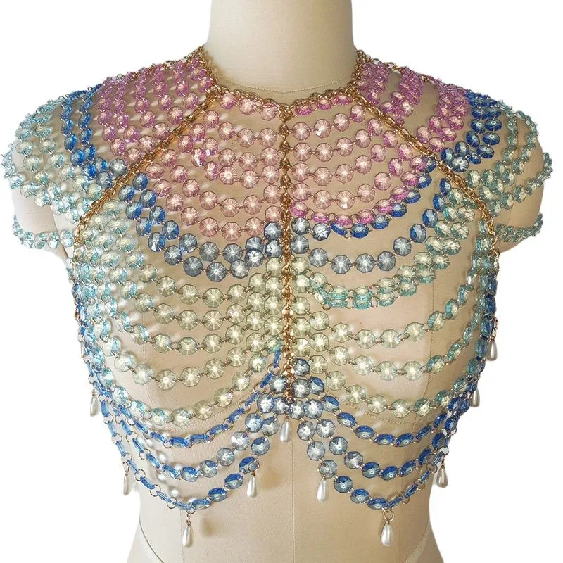Corrente De Ombro Para Vestidos De Noite Coloridos Com Miçangas Em Camadas
