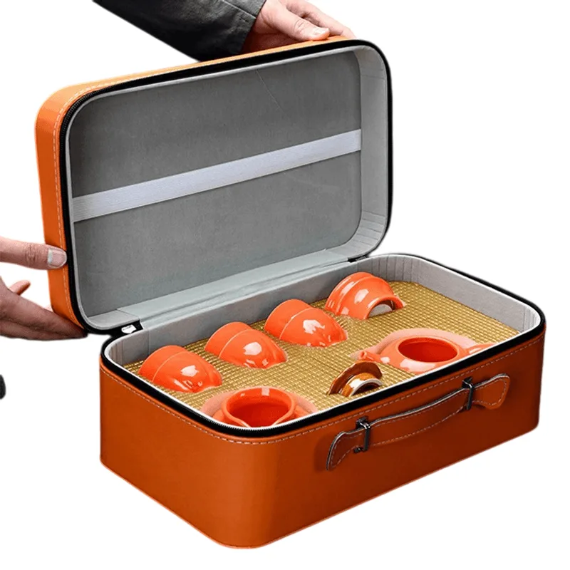 Conjunto De Chá, Bule De Cerâmica, 6 Xícaras Com Estojo Para Presente De Viagem