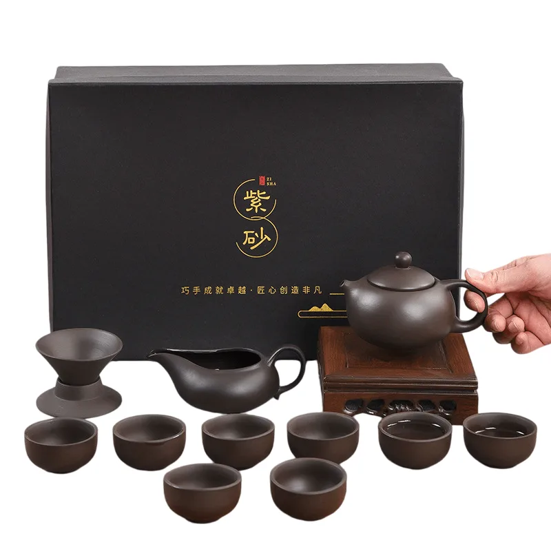 Conjunto De Chá Yixing Zisha Clay Para 8 Xícaras Com Copo E Coador