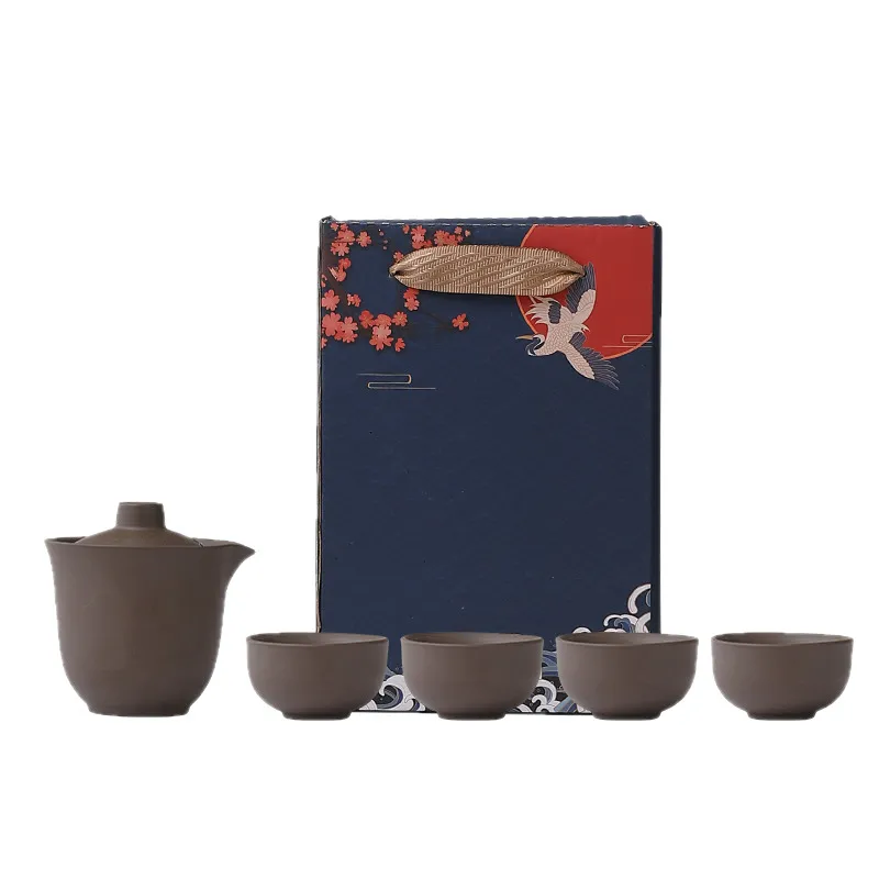 Conjunto De Chá Yixing Zisha Gaiwan Com 4 Xícaras