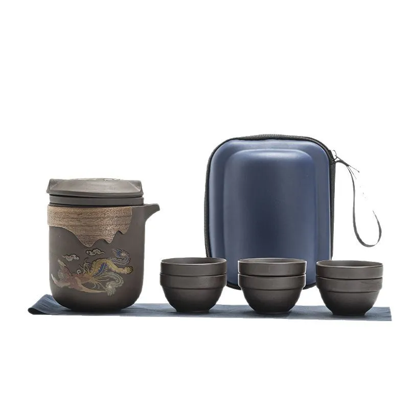 Conjunto De Chá Yixing Clay Travel Color Changing, 6 Xícaras