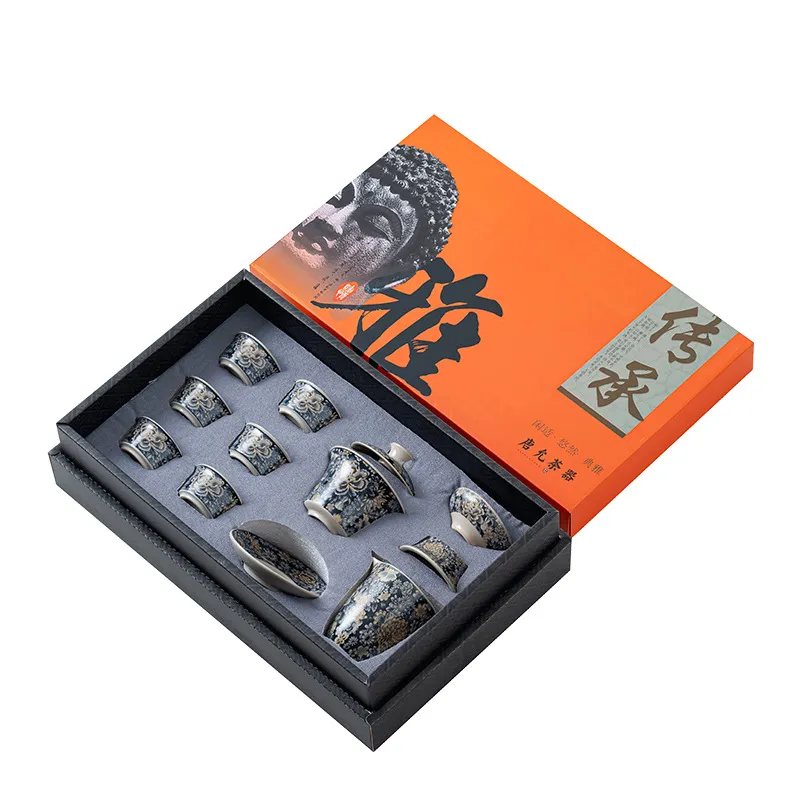 Conjunto De Chá Kung Fu: Copos Cerâmicos Gaiwan Com Caixa De Presente, 6 Xícaras