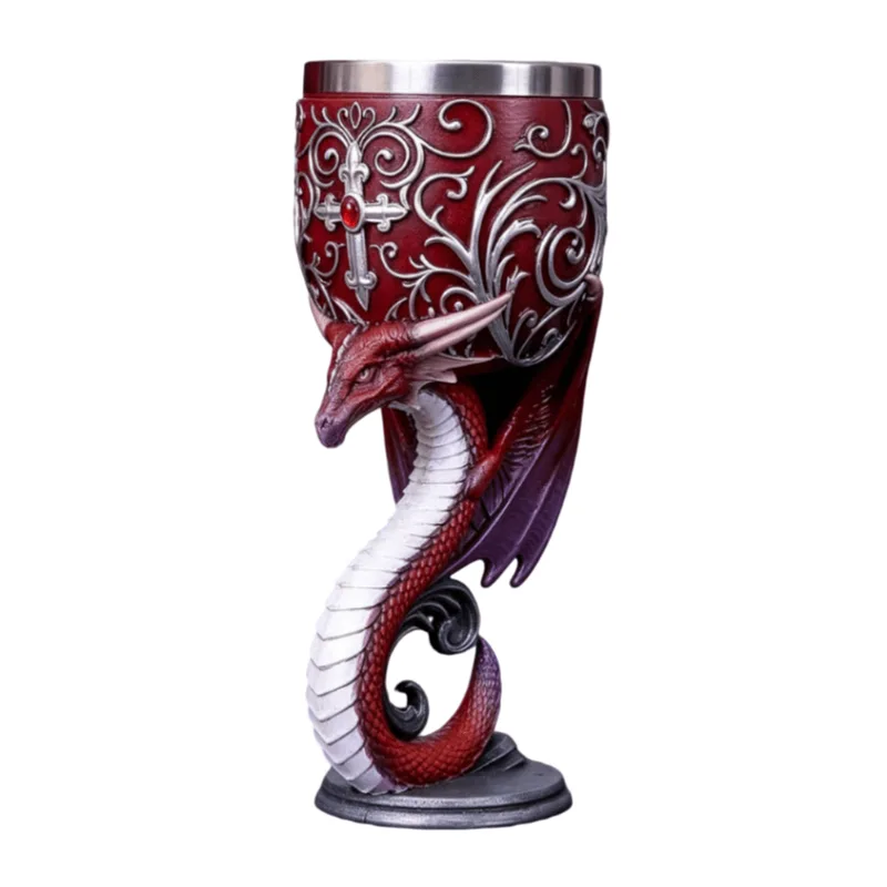 Cálice De Vinho Red Dragon Fantasy Em Aço Inoxidável Em Estilo Gótico