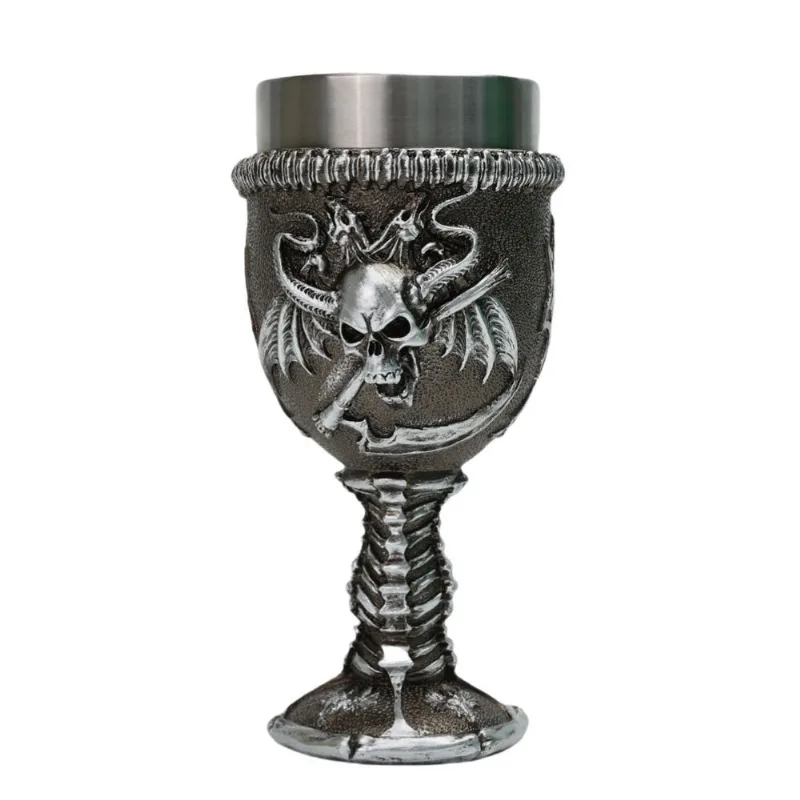 Cálice Halloween Scythe Skull 3d Resina De Aço Inoxidável 170 Ml