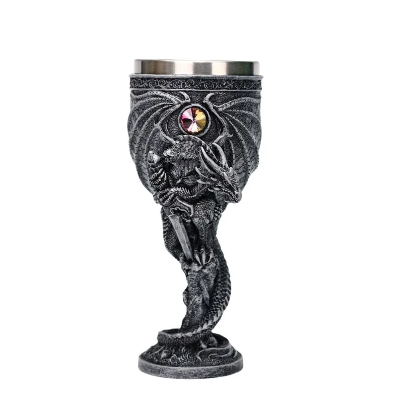 Cálice De Vinho Dragon Sword De Aço Inoxidável De Haste Alta 180 Ml