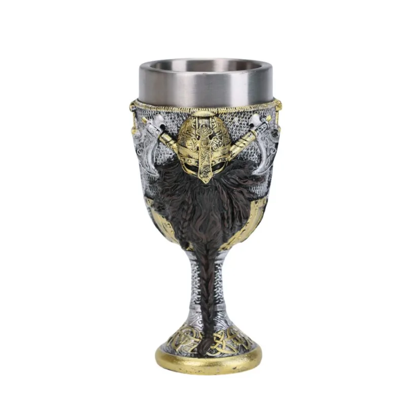 Cálice Vintage Viking Battle Axe De Aço Inoxidável 380 Ml