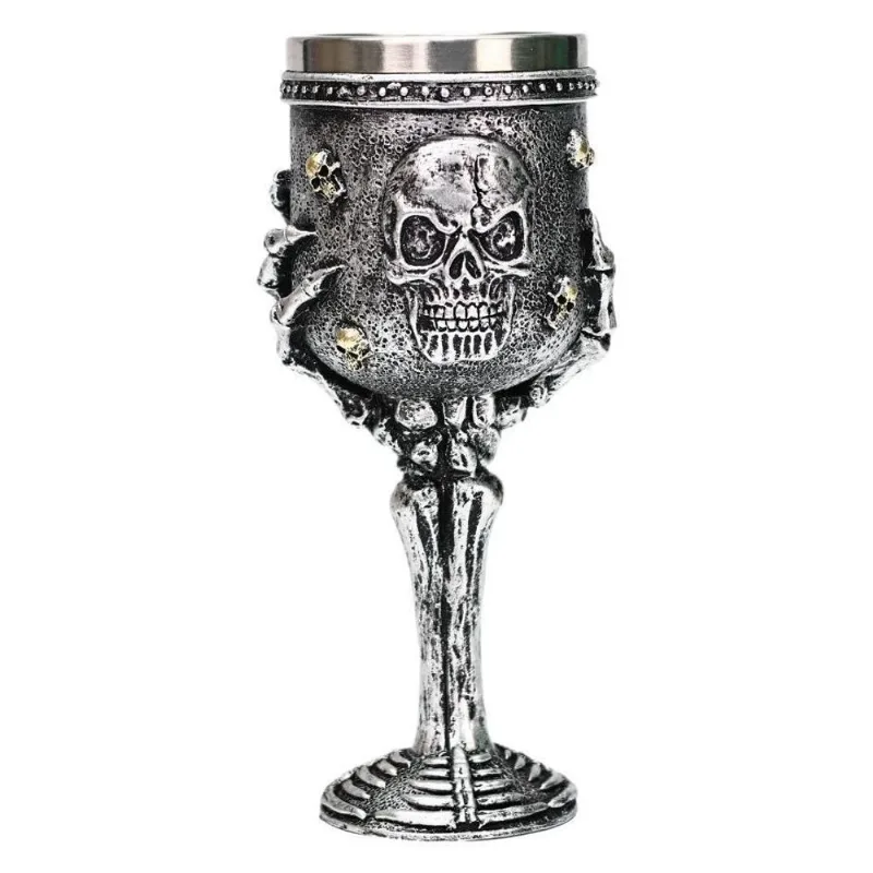 Cálice De Vinho Punk Skeleton Claw De Aço Inoxidável De Haste Alta